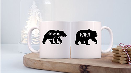 Mama Bear And Papa Bear - 11Oz Ceramic Coffee Mug Couples Sets Couple For Him And Her Daddy Mommy Great For Husband And Wife Children Holiday For Mom And Dad - By Cbt Mugs #TOP4