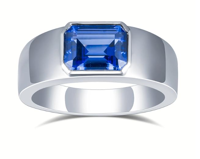Buy GemsMart Stunning Lab Certified Blue Sapphire Ring For Men Precious ...