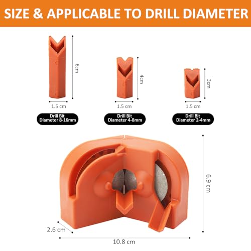 TNSLAND Schleifgerät für Bohrer, vielseitig einsetzbar, tragbar, mit 2 Diamantschleifscheiben und 3 Schleifblöcken für gehärteten Stahl, Kobalt, Orange