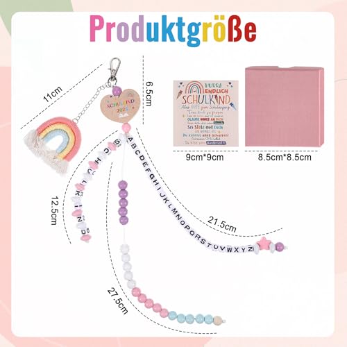 NYTGAH Schuleintrittsgeschenk Rechenschieber, Rechenhilfen 1. Klasse, Personalisierte Geschenke mit Grußkarte und Geschenkbox, Passend zur Schultüte Mädchen, 2025 Einschulung Mädchen(Rosa)