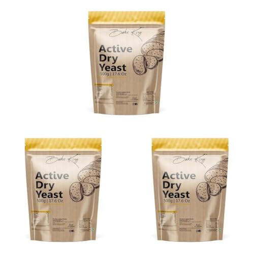 Image of BAKE KING Baker's Instant Yeast 500grm | Active Dry Yeast Powder for Baking Bread, Cake, Pizza and Cake (Pack of 3)