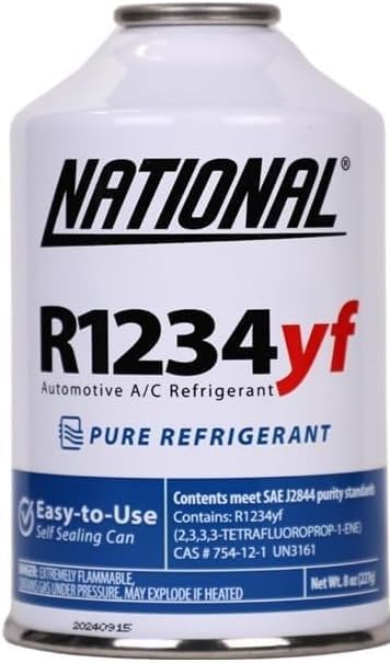 National R1234YF Refrigerant Automotive Replacement for MVAC | 8oz Can with self Sealing Valve for AC Recharging