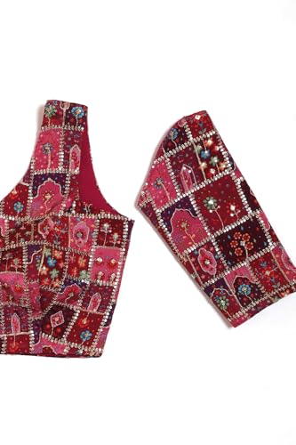 Image of Soch Womens Georgette Floral Print Padded Blouse with Zari