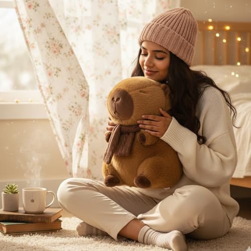 Image of Flufies Plush Soft Toys for New Born Baby and Baby Boy - Soft and Easy Wash Plush - Huggable Plush Toys for Girls and Boys - Soft Toy for Home Decor (Capybara in Scarf)