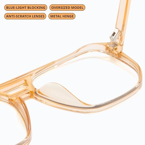 Image of livho Retro Aviator Blue Light Blocking Glasses for Women Men with Soft Case, Trendy Rectangle Computer Eyeglasses