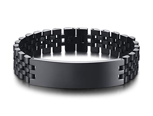 VNOX Personalized Gifts For Men - Mens Stainless Steel Bracelets Masculine Custom Bracelets Customized Engraved Gifts For Boyfriend Him Birthday Fathers Day Christmas Gift
