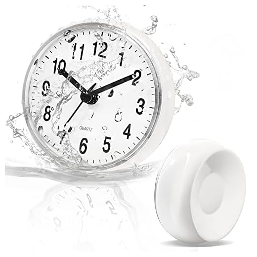 Betus Waterproof Bathroom Shower Clock with Large Suction Cup - Silent, Water Proof, Battery Operated Wall Clock for Toilet, Kitchen, Bedroom (White)
