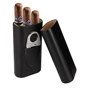Xinzistar Zigarrenetui 3 Zigarren, Leder Zigarren Etuis mit Zigarrenschneider, Tragbarer Humidor Zigarren fr Reise…