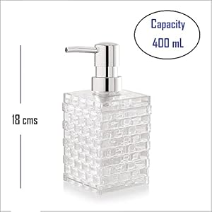 Nimbose® Cuboid Shaped Clear Liquid Soap & Handwash Dispenser Bottle for Kitchen & Bathrooms (Capacity:400 mL, Qty:1, Clear Transparent)(Plastic) Nimbose® Cuboid Shaped Clear Liquid Soap & Handwash Dispenser Bottle for Kitchen & Bathrooms (Capacity:400 mL, Qty:1, Clear Transparent)(Plastic)