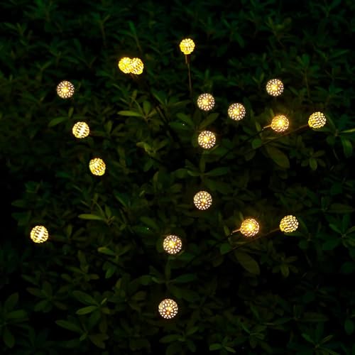 Image of GIGALUMI GL-912 6 LED Solar Moroccan Ball Light IP65 Waterproof Orb Lantern with 2V Panel 600 mAh Battery for Diwali Decoration Indoor Outdoor Garden Yard Party (Pack of 1, Warm White)