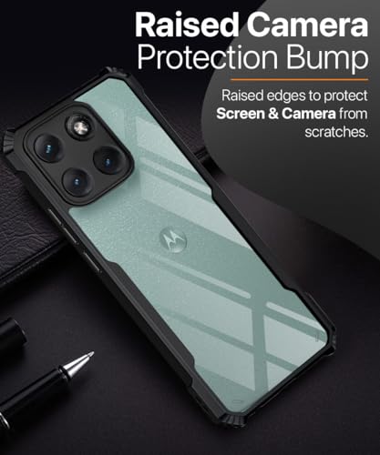 Image of WOW IMAGINE Shock Proof Clear Back Case Mobile Cover for Motorola Moto Edge 70 Fusion 5G (Hard | Hybrid PC + TPU | Full Armour Device & Camera Protection | Black)
