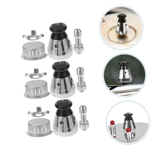 3 Sets Aluminum Alloy Pressure Cooker Safety Relief Valves Replacement Kit with Exhaust Pipe Anti-blocking Cover and Clip Detachable Pressure-limiting Valves for Cooker Parts Easy miniatura 6