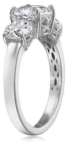 image for Amazon Collection Platinum-Plated Sterling Silver Round 3-Stone Ring m
