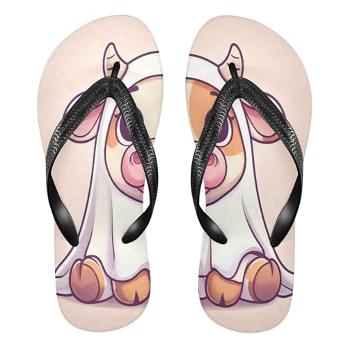 Burbuja Cartoon Cow Flip Flops for Women Men, Soft Thong Sandals Rubber Slippers for Pool Beach Essentials