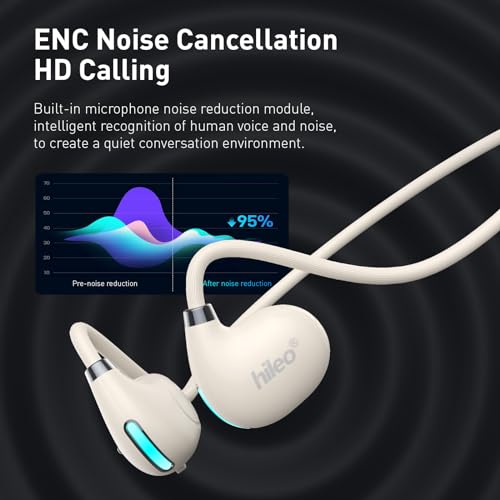 Image of HILEO Open Ear Headphones, Wireless Earbuds Bluetooth 5.3 Sports Earphones, Gaming Headset with Noise Cancelling Mic, IPX5 Waterproof, 10 Hours Musictime
