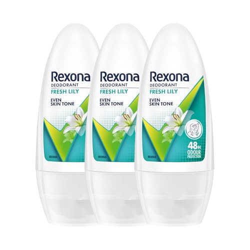Image of Rexona Fresh Lily Underarm Roll-On Deodorant for Women | Even Skin Tone | 48H Odour Protection | 50ML (Combo of 3)