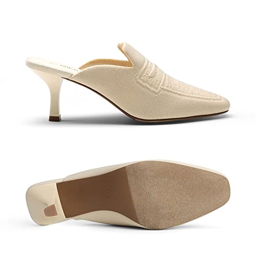 Dream Pairs Mules For Women Comfortable Slip On Mules With Heel Closed Toe Low Kitten Heels Dress Shoes Slides Sdml2209W Beige White Size 9.5 #TOP2