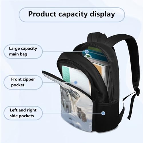 Wolf 4 Piece Backpack Set Backpack for School Girls 3rd Grade with Lunch Box Small Schoolbag with Lunch Box Pencil case for Elementary Middle High School Students4