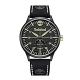  Timberland Beckman Analog schwarzes Lederband 3ATM Uhren Herren, Schwarz, Unkonventionell