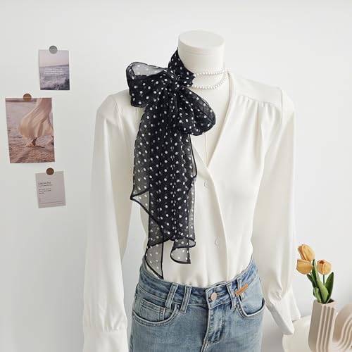 Head scarf for women Polka dot head scarf and bandana stylish scarf necklace for women3