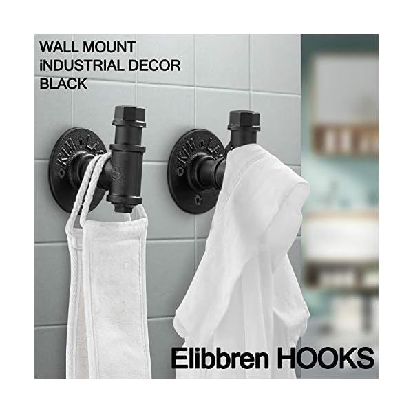  Elibbren-3-Pack-Rustic-Style-Industrial-Iron-Pipe-Coat-Towel-Holder-Wall-Hook-for-Hanging-Wall-Mounted-Vintage-Robe-Clothes-Hanger-Heavy-Duty-FarmhouseMounting-Hardware-Included-Black