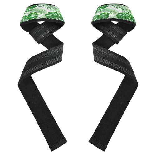 STAYTOP Tropical Green Palm Leaves Wrist Straps for Weightlifting,Lifting Straps with Neoprene Cushioned Wrist Padded and Anti-Skid Silicone for Strength Training,Bodybuilding,Deadlifting