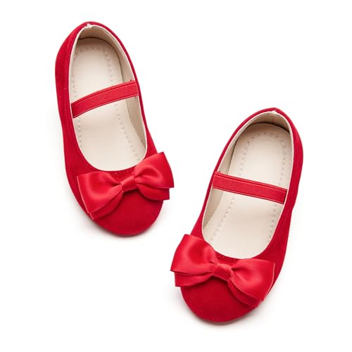 Image of PHIRAMIN Toddler Flower Girl Dress Shoes - Little Girl Ballet Flats Bow Wedding Party