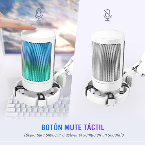 Micrófono para PC USB kit de condensador RGB con soporte de choque para PS4 2