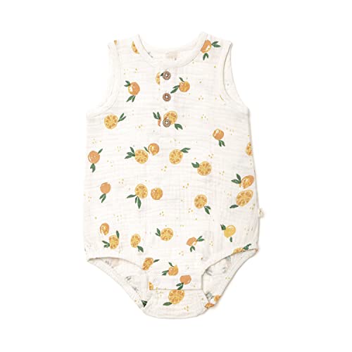 Image of Makemake Organics 100% Organic Muslin Newborn Clothes Bubble Henley Onesie Bodysuit Boys Girls Neutral