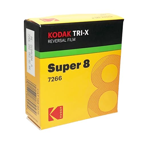 Kodak TXR-464 Tri-X Reversal, pellicola super 8 per film bianco e nero muto, 15 metri, Film #7278, ISO 200/160, USA