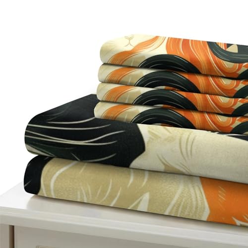 Housse de couette chat imprimé 3D en microfibre douce avec zippe invisible 140x200 - 6
