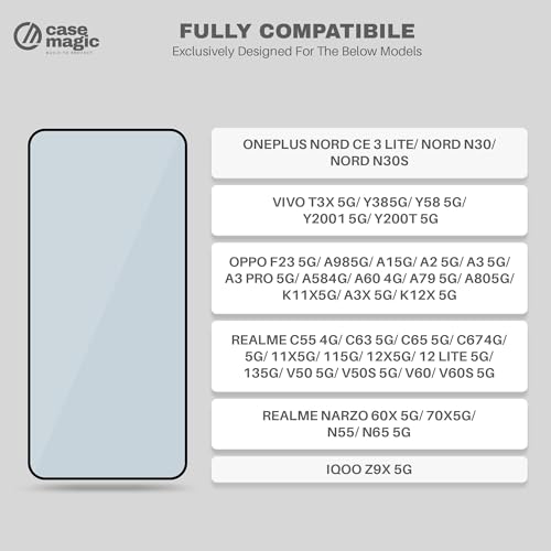 Image of case-magic Pack of 2 Tempered Glass for REALME C55 4G /C63 5G /C65 5G /C67 4G /5G / 11X5G / 12X5G / 12 LITE 5G /135G / V50 5G / V50S 5G / V60 / V60S 5G| Screen Protector for REALME NARZO 60X 5G /70X5G / N55 /N65 5G