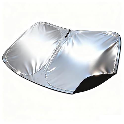Image of Tesla New Model Y Accessories Windshield Sunshade,2020~2025 2026 for Model Y Juniper Window Shades, Foldable Heat & UV Reflective Sun Visor with Storage Bag,Silver Coating