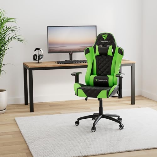 Cadeira Gamer Profissional TGC12 Preta/Verde ThunderX3. glide