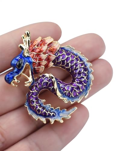 Image of Vintage Crystal Dragon Brooch Lapel Pin Decorative Safety pins for Clothing Rhinestone Animal Brooch Jewelry