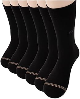 FITEXTREME DryCool Mens 6 Pairs Comfortable Mid Calf Crew Dress Business Socks Black