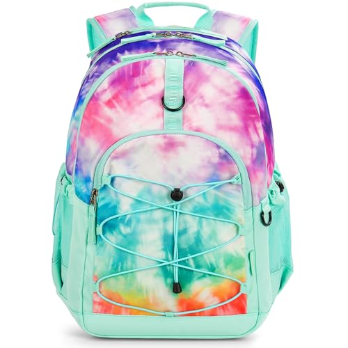 Choco Mocha Tie Dye Backpack for Teen Girls Travel School Backpack for Girls Middle School Large Bookbag 18 Inch Teal Green