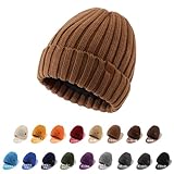 gorro marron niño El gorro de punto térmico con puño mantiene tu cabeza y orejas calientes, cómodas y te hace lucir elegante y llamativo en el clima de otoño e invierno