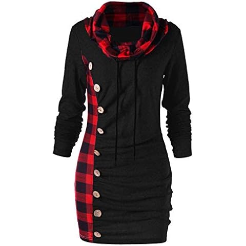 YAnGSale Women Casual Tops Plaid Patchwork Blouse Turtleneck Sweaters Tunic Sweatshirt Long Sleeve Shirt Outerwear Pullover Tops, Black Cover