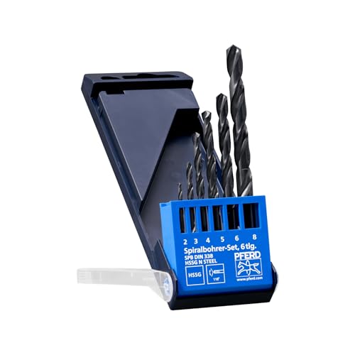 PFERD TOOLS Spiralbohrer-Set STEEL, 6-tlg. | Ø 2-8 mm, HSS-G N, DIN 338, 118° | 25298003 – universell einsetzbar