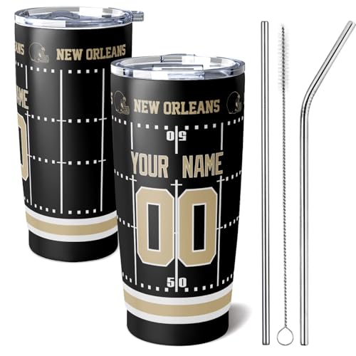 Image of ANTKING New Orleans Tumbler 20 oz Travel Coffee Cup for Men Women Boy Custom Name Number Gifts