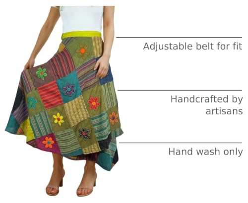 Image of Agan Boho Maxi Wrap Skirt for Women, Tie Dye Cotton Long Flowy Summer Skirt