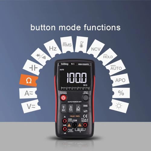 Image of 240 * 240 Resolution with 9999 Counts Multimeter, Professional Digital Multimeter for Home Inspection & Outdoor Use，-4F to 1832F Temp Range（Blackish red）