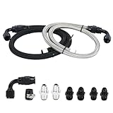 PQY 25Inch 6AN Power Steering Pump Hose Kit Compatible with Chevy C10 LS Swap Connects GM Type 2