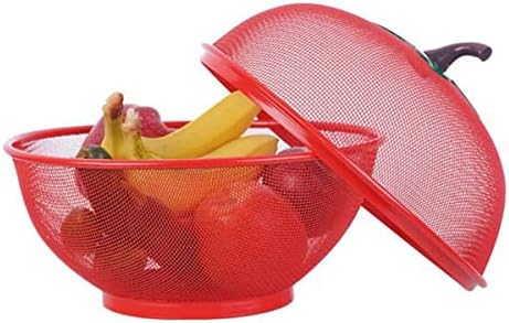 Fruit Basket for Kitchen Countertop Metal Wire Fruit Bowl Vegetables Storage Holder with Lid for Home Decor,Counters,Veggies Produce Organizer
