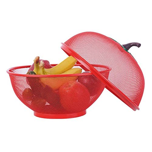 HAADI Panier à fruits en maille en forme de pomme rouge avec couvercle pour économiser de l'espace et ranger les légumes Cover