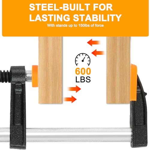 Steel Bar Clamp Set, 6" & 12"Parallel Clamps for Woodworking， Bar Clamps for Woodworking,300-600lb Load ，Quick-Slide Head, Ideal for Cabinet Making, Furniture Assembly and DIY Projects by YIAD DRAGON HORSE - Image 3