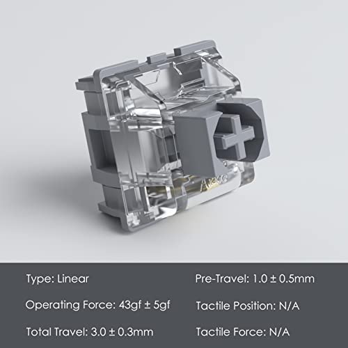 Image of Akko CS Silver Switches for Gaming, 3 Pin 43gf Linear Switches with 22mm Extension Spring, Compatible with MX Mechanical Keyboard (45 pcs)