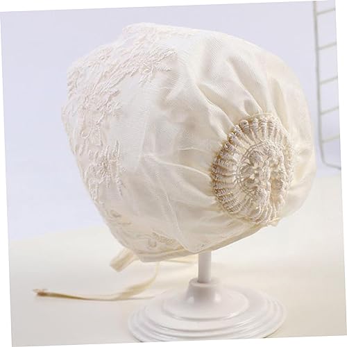 GARVALON Infant Girl Bonnet Beige Silk Bonnet Newborn for 0-3 Months Baptism Headband for Girl2