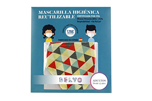 Hygienische Maske für Erwachsene, wiederverwendbar, genehmigt UNE 0065 von dreieckigen Farben